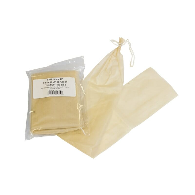 Pre-tied Clear Fibrous Protein-Lined Casings 76mm