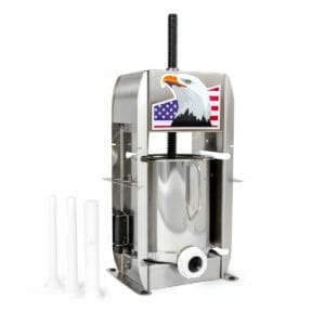 The Sausage Maker 15 lb. sausage stuffer with built-in Buffalo design for easy sausage filling