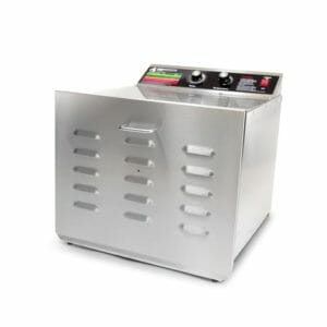 The Sausage Maker D-10 food dehydrator with stainless steel shelves for drying food