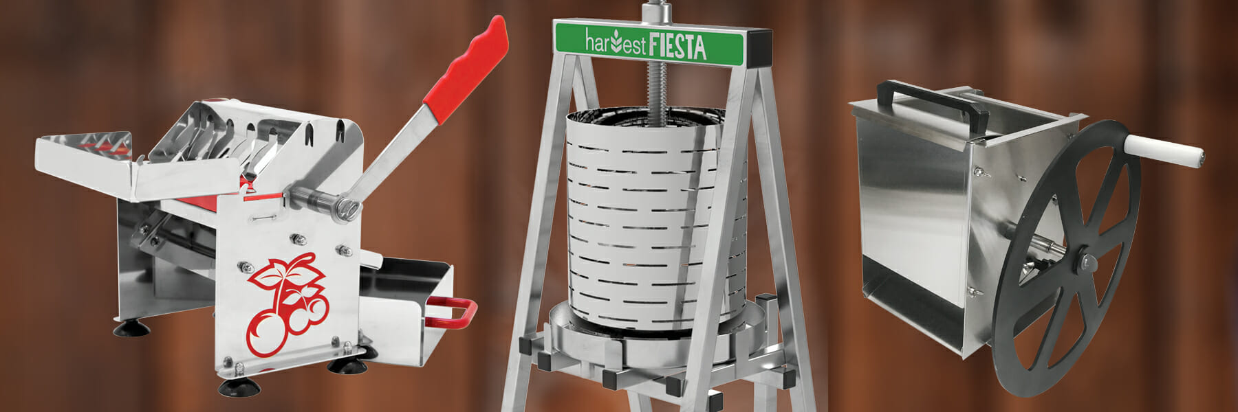 The Sausage Maker equipment for fruit and wine making, including presses and crushers