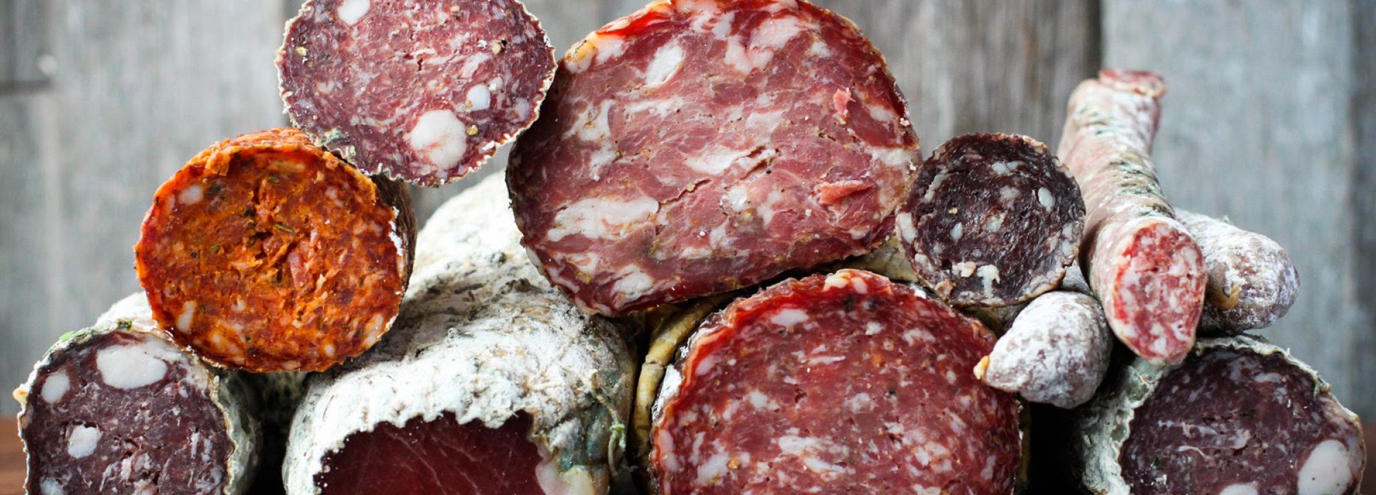 Assorted Dry-cured Sausages Stacked
